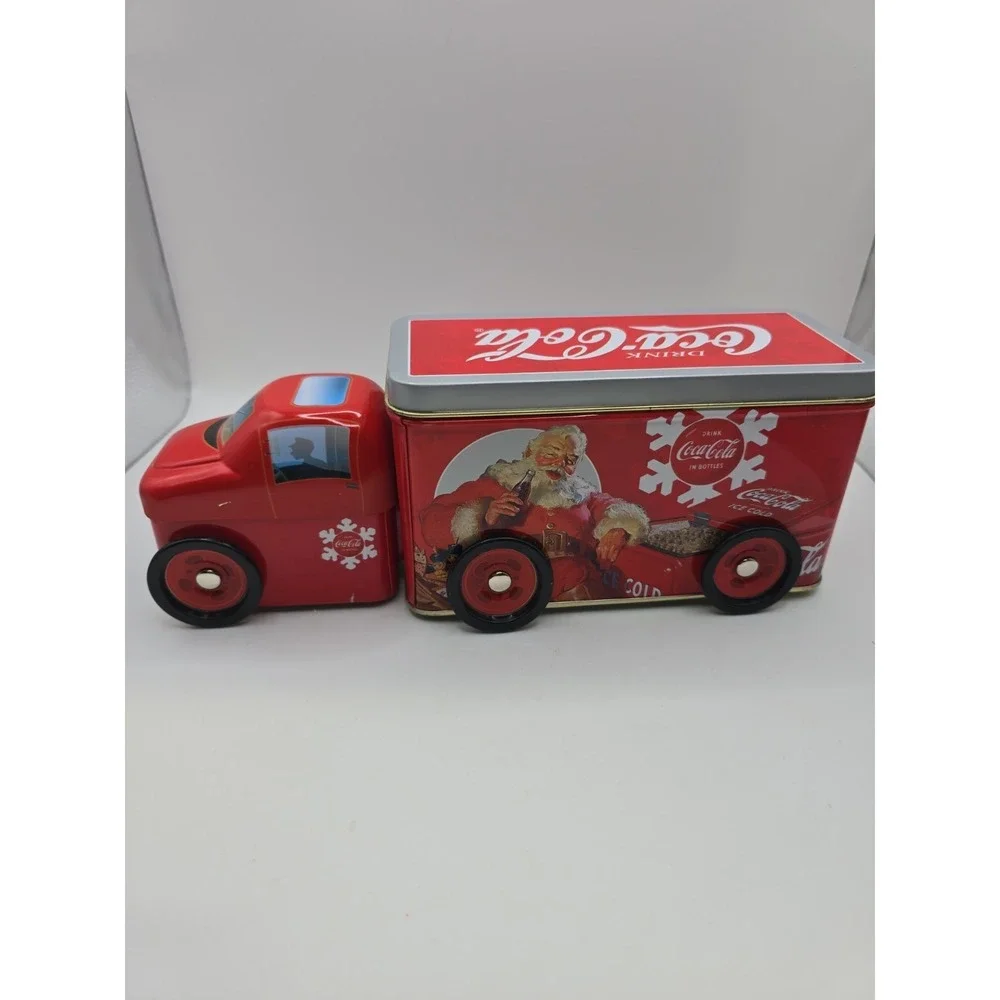 Coca-Cola Coke Delivery Truck Tin with Wheels & 2 Compartments with Santa Claus